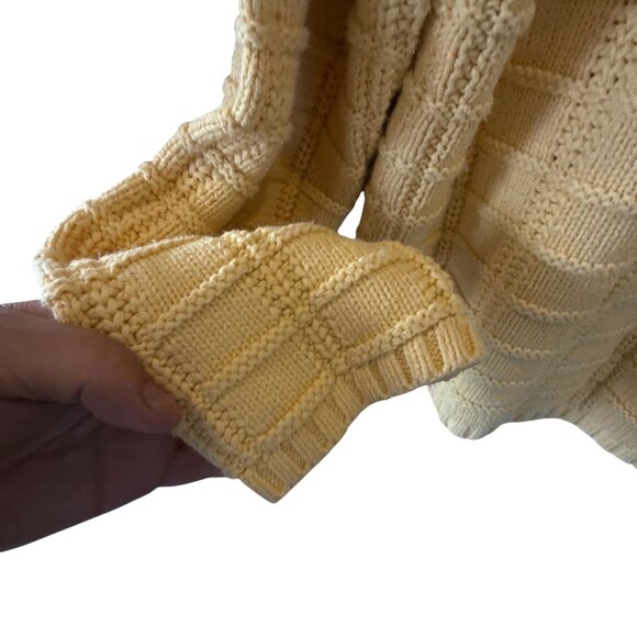 Liz Claiborne Turtleneck Sweater L Cream Textured Knit Cotton Petite Vibrant - Picture 4 of 4
